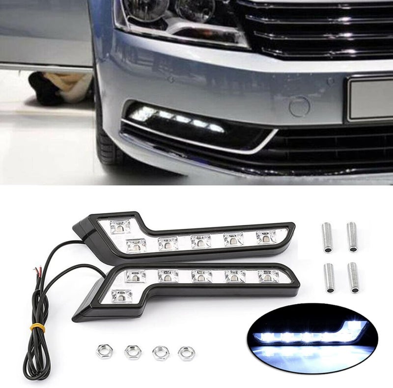 EOHMAK LED Daytime Running Light Kits 2PCS 12V L Shaped Driving Lamp Daytime Running Fog Light Durable Waterproof Car LED Lamp - Image 1